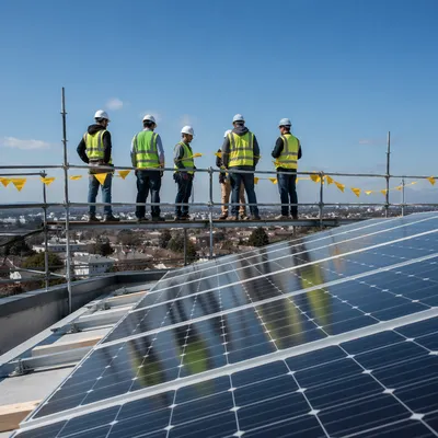 Rooftop Solar Panel Installation Team