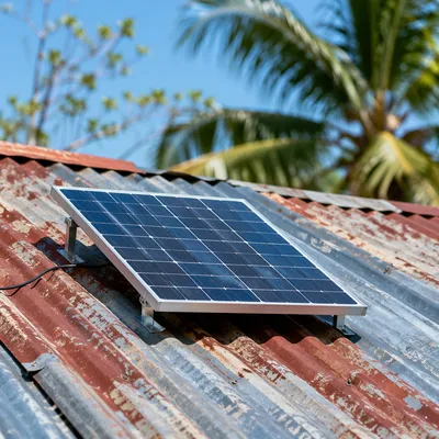 Rooftop Solar Panel in Bright Midday Sun