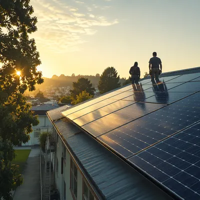 Rooftop Solar Panels at Hopeful Sunrise
