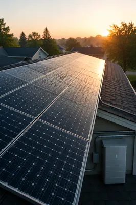 Early Morning Rooftop Solar Energy System