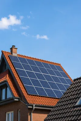 Residential Rooftop Solar Panels Under Clear Sky
