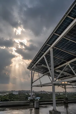 Solar Rooftop Canopy Under Stormy Sky