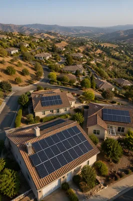 Solar Rooftops in Quiet Hillside Neighborhood