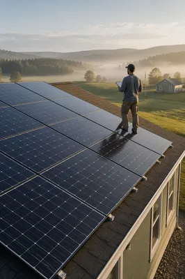 Solar Panels on Rural Community Rooftop