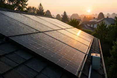 Early Morning Rooftop Solar Energy Scene