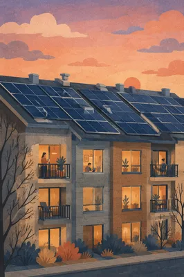 Solar Rooftop Apartments at Sunset