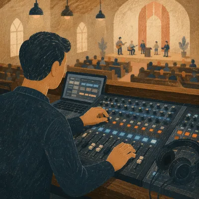 Church Audio Engineer at Mixing Console