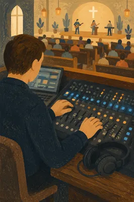 Church Audio Engineer at Mixing Console