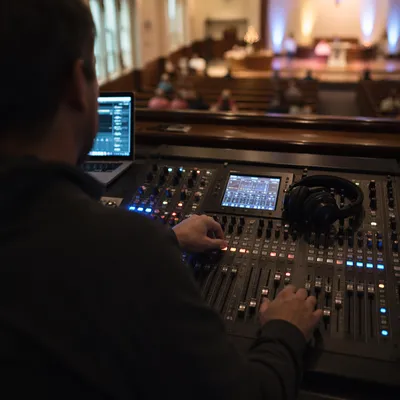 Church Audio Engineer at Mixing Console