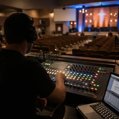 Church Audio Engineer at Mixing Console