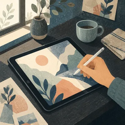 Tablet and Stylus Digital Art Workspace