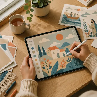 Tablet Stylus Digital Art on Studio Desk