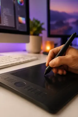 Stylus Creating Digital Art on Tablet