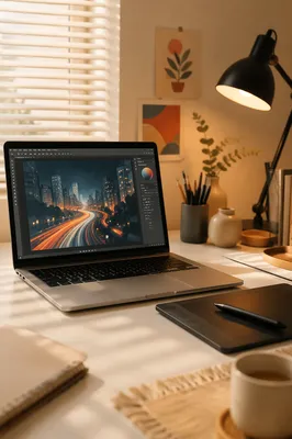 Cozy Digital Art Workspace With Tablet Stylus