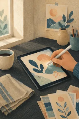 Tablet and Stylus Digital Art Workspace