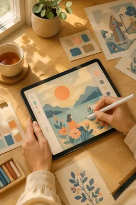Tablet Stylus Digital Art on Studio Desk