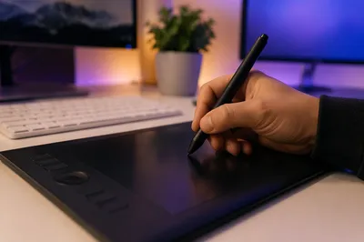 Digital Art Creation on Tablet Workspace