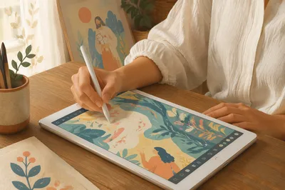 Tablet Stylus Drawing in Calm Creative Studio