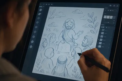 Digital Artist Sketching on Tablet