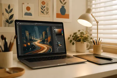 Cozy Digital Art Workspace with Tablet