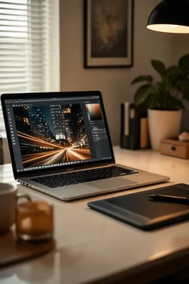 Digital Art Workspace with Tablet and Stylus