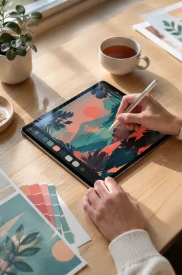 Tablet and Stylus Digital Art Workspace