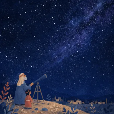 Telescope Under Vast Starry Night Sky