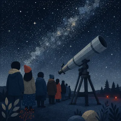 Telescope Outreach Under Starry Night Sky