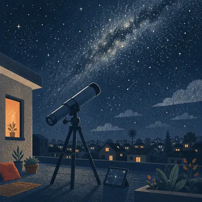 Telescope Under a Star Filled Night