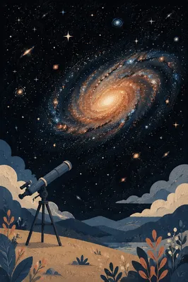 Telescope Under Awe Inspiring Galaxy Sky