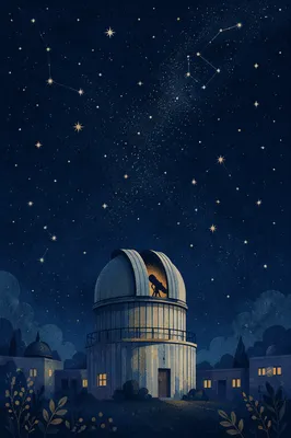 Telescope Observatory Under Starry Night Sky