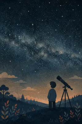 Telescope Under Star Filled Night Sky