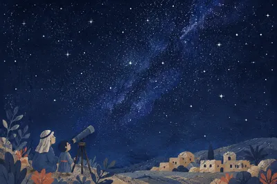 Silhouetted Telescope Under Starry Night Sky
