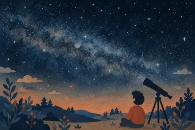 Telescope Silhouette Beneath a Starry Sky