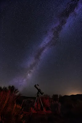Telescope Under Milky Way Night Sky