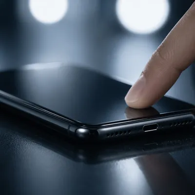 Fingertip Tapping Smartphone Touchscreen Close Up