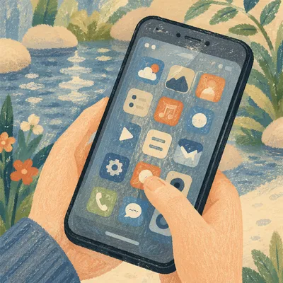 Finger Tapping Smartphone in Garden Light