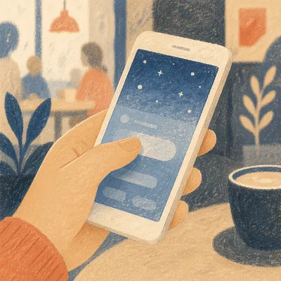 Finger Tapping Smartphone With Glowing Blue Screen