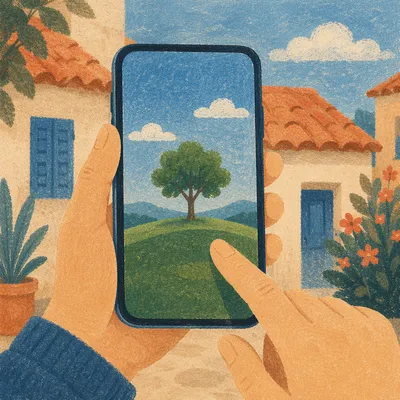 Finger Tapping Smartphone Nature Screen