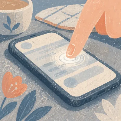 Finger Tapping Smartphone Screen Close Up