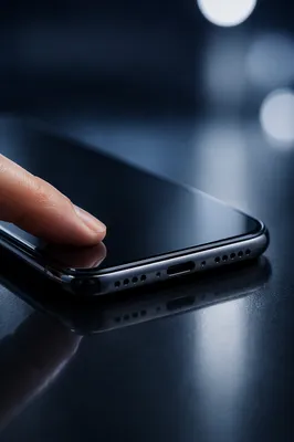Fingertip Tapping Smartphone in Blue Light