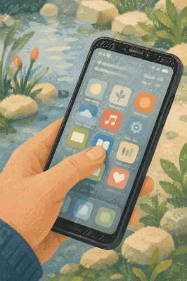 Finger Tapping Smartphone in Natural Daylight