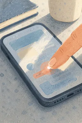 Finger Tapping Smartphone in Morning Light
