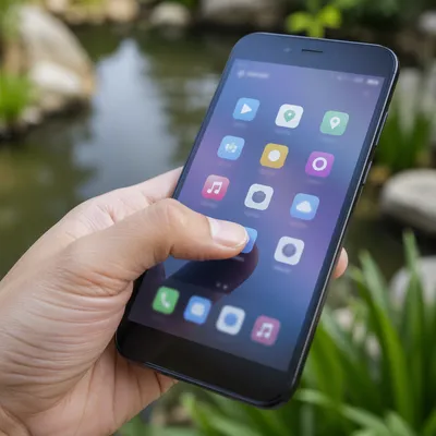 Finger Tapping Smartphone Touchscreen Outdoors