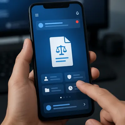Finger Tapping Smartphone Legal App Interface