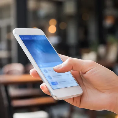 Finger Tapping Smartphone With Blue Interface
