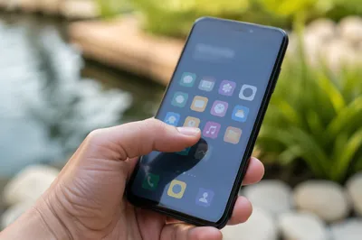 Finger Tapping Smartphone in Natural Daylight