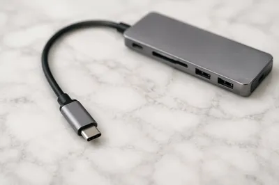 Modern USB-C Cable and Hub Close-Up