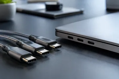 Modern USB-C Cables and Ports Close-Up