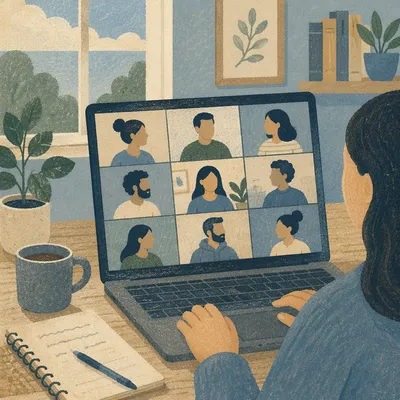 Remote Group Meeting on Laptop Screen